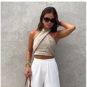 Cotton & Line Crisscross Halter Tank Top